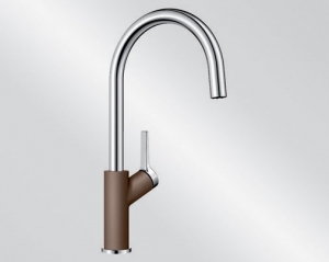 Blanco Carena Armatur, Silgranit-Look zweifarbig, Hochdruck Festauslauf, Farbe muskat/chrom, 521712