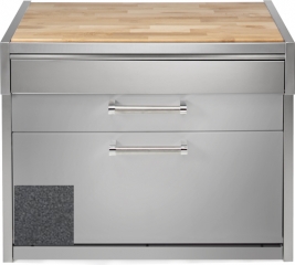 Steel Genesi 120, Arbeitsplatte mit Holzbrett, 120 cm, Farbe Anthrazit, G12C-PCAN, mit 5 Jahren Garantie!