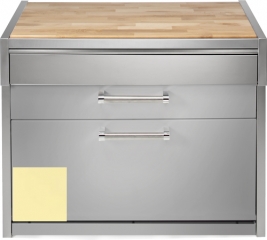 Steel Genesi 120, Arbeitsplatte mit Holzbrett, 120 cm, Farbe Crema, G12C-PCCR, mit 5 Jahren Garantie!