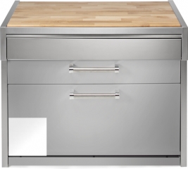 Steel Genesi 120, Arbeitsplatte mit Holzbrett, 120 cm, Farbe Nuvola, G12C-PCNA, mit 5 Jahren Garantie!