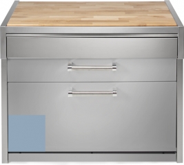 Steel Genesi 120, Arbeitsplatte mit Holzbrett, 120 cm, Farbe Celeste, G12C-PCCE, mit 5 Jahren Garantie!