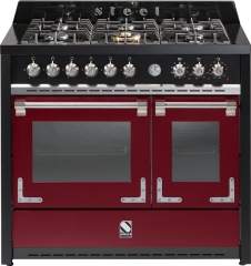 Steel Oxford 100, Rangecooker, 100 cm, Multifunktionsbackofen, Farbe Bordeauxrot, X10FF-6IBR, mit 5 Jahren Garantie!