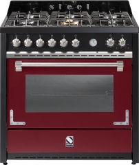Steel Oxford 90, Rangecooker, 90 cm, Multifunktionsbackofen, Farbe Bordeauxrot, X9F-6BR, mit 5 Jahren Garantie!