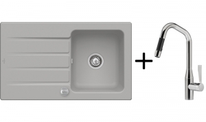 Setangebot: Villeroy & Boch Architectura 50, Farbe KD Fossil + Dornbracht Sync Pull-Down, Platin matt