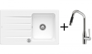 Setangebot: Dornbracht Sync Pull-Down, Platin matt + Villeroy & Boch Architectura 50, Farbe KG Snow White