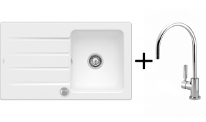 Setangebot: Villeroy & Boch Architectura 50, Farbe S3 Edelwei + Dornbracht Tara Classic, Platin matt