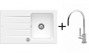 Setangebot: Villeroy & Boch Architectura 50, Farbe R1 Wei Alpin + Dornbracht Tara Classic, Platin matt