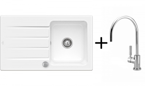 Setangebot: Villeroy & Boch Architectura 50, Farbe KG Snow White + Dornbracht Tara Classic, Platin matt