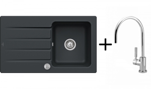 Setangebot: Villeroy & Boch Architectura 50, Farbe S5 Ebony + Dornbracht Tara Classic, Platin matt