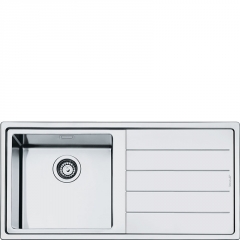 Smeg LFT100D Einbau-Sple, 100 cm, Edelstahl, Flachrahmen, Becken links