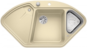 Blanco Delta II Eck-Einbau-Sple Silgranit PuraDur, Farbe champagner, InFino Ablauf, 523664