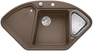Blanco Delta II Eck-Einbau-Sple Silgranit PuraDur, Farbe muskat, InFino Ablauf, 523668