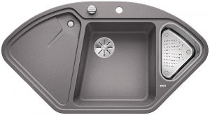 Blanco Delta II-F Eck-Einbau-Sple Silgranit PuraDur, flchenbndig, Farbe alumetallic, InFino Ablauf, 523672