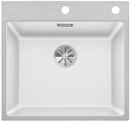 Blanco Subline 500-IF/A SteelFrame Silgranit PuraDur, Edelstahlrahmen, Flachrand, Farbe anthrazit, InFino Ablauf, 524112