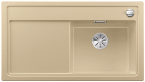 Blanco Zenar 5 S Silgranit PuraDur 2, Becken rechts, inkl. Holzschneidbrett, Farbe champagner, InFino Ablauf, 523925