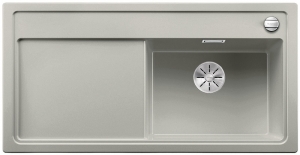 Blanco Zenar XL 6 S Einbausp�le Becken rechts, inkl. Holzschneidbrett, Farbe perlgrau, InFino Ablauf, 523957