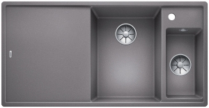 Blanco Axia III 6 S-F Silgranit PuraDur, Farbe alumetallic, Holzschneidbrett, InFino Ablauf, 523485