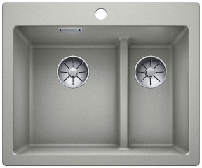 Blanco Pleon 6 Split Silgranit PuraDur, Farbe perlgrau, InFino Ablauf, 523699