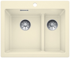 Blanco Pleon 6 Split Silgranit PuraDur, Farbe jasmin, InFino Ablauf, 523701