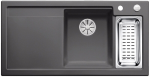 Blanco Axon II 6 S Keramik PuraPlus Einbausple, Becken rechts, Farbe basalt, InFino Ablauf, 524147
