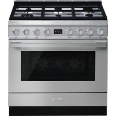 SMEG CPF9GPXD Portofino-Kochzentrum, Edelstahl, 90 cm, Gaskochmulde, Backofen Multifunktion, mit 5 Jahren Garantie!