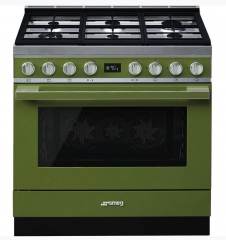 SMEG CPF9GPOGD Portofino-Kochzentrum, Olivgrn, 90 cm, Gaskochmulde, Backofen Multifunktion, mit 5 Jahren Garantie!