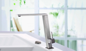 Villeroy & Boch Armatur Finera Square Slope Edelstahl massiv, Hochdruck Festauslauf, 927700LC