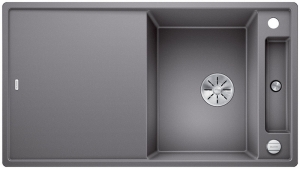 Blanco Axia III 5 S Silgranit PuraDur 2, inkl. Holzschneidbrett, Farbe alumetallic, InFino Ablauf, 523207