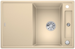 Blanco Axia III 45 S Silgranit PuraDur 2, inkl. Holzschneidbrett, Farbe champagner, InFino Ablauf, 523179