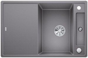 Blanco Axia III 45 S Silgranit PuraDur 2, inkl. Glasschneidbrett, Farbe alumetallic, InFino Ablauf, 523185