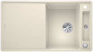 Blanco Axia III 5 S-F, flchenbndig, inkl. Holzschneidbrett, Farbe jasmin, InFino Ablauf, 523229