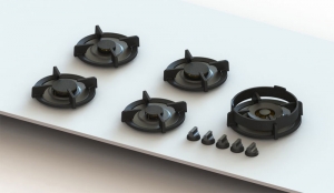 PITT by Reginox Ebeko XL Professional Gas-Modul fr Erdgasbetrieb, 5 Messing-Brenner