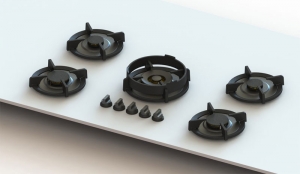 PITT by Reginox Elbrus XL Professional Gas-Modul fr Flaschengasbetrieb, 5 Messing-Brenner