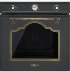 SMEG SF750AO Nostalgie-Einbaubackofen, 60cm, Anthrazit-Messing, Energieeffizienzklasse: A, mit 5 Jahren Garantie!