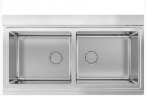 SMEG LRX902DE Einbau-Doppelsple, Edelstahl, Restyling Linea Design, 90cm, reversibel