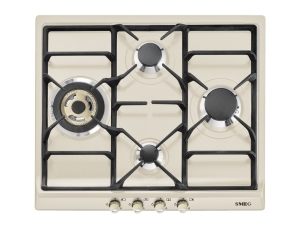 SMEG SR764POD Gaskochfeld, Cortina Design, 60 cm, Creme Messing Antik, mit 5 Jahren Garantie!