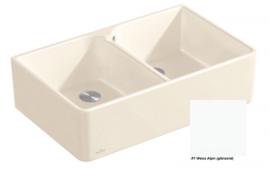 Villeroy & Boch Splstein 80 X Doppelbecken, Farbe R1 Weiss Alpin, Classicline