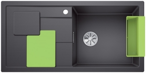 Blanco Sity XL 6 S Einbausple, Zubehr kiwi, Farbe felsgrau, InFino Ablauf, 525061