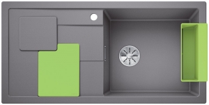 Blanco Sity XL 6 S Einbausple, Zubehr kiwi, Farbe alumetallic, InFino Ablauf, 525062