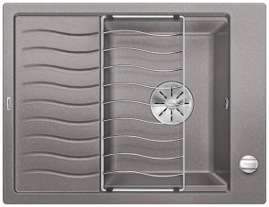 Blanco Elon 45 S Einbausple Silgranit PuraDur, Farbe alumetallic, InFino Ablauf, 524816