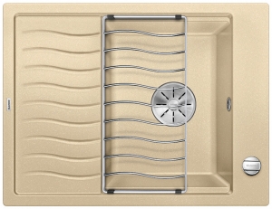 Blanco Elon 45 S Einbausple Silgranit PuraDur, Farbe champagner, InFino Ablauf, 524820