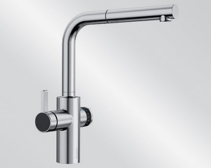 Blanco Evol-S Volume, Hochdruck Zugauslauf Schlauchbrause, Edelstahl finish, Hebel links, 525213