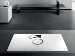 Elica Nikolatesla Switch WH/F/83 Induktionskochfeld mit Dunstabzug, weisses Glas, PRF0146213. Mit 5 Jahren Garantie!