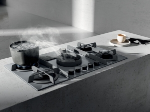 Elica Nikolatesla Flame GR/F/88 Gaskochfeld mit Dunstabzug, graues Glas, PRF0147743. Mit 5 Jahren Garantie!