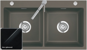 Systemceram KeraDomo MERA TWIN U/g in Nero (glnzend), geschliffene Oberseite, mit 5 Jahren Garantie