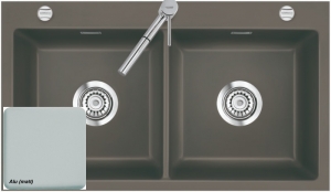 Systemceram KeraDomo MERA TWIN U/g in Alu (matt), geschliffene Oberseite, mit 5 Jahren Garantie