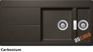 Einzelstck Schock Horizont D-150 A Einbau/Auflage, INKL. GLASSCHNEIDBRETT SCHWARZ UND RESTESCHALE, Lochbohrungen B und C, Carbonium