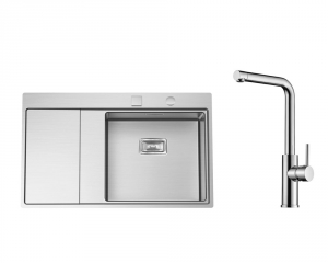 Naber-CONTURA� Arcano 1 Einbausp�le, Edelstahl, Becken rechts, Set inkl. Armatur, 1041032