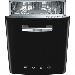 SMEG ST2FABBL Geschirrspler integrierbar, 50er Jahre, schwarz, Energieeffizienz A+++A, mit 5 Jahren Garantie!