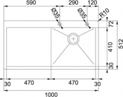 Franke Planar PPX 211 Einbausp�le - SlimTop (Becken links), 127.0197.845